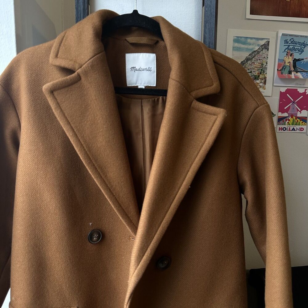 Madewell Brown Wool Long Coat // Size XXS - Picture 5 of 7